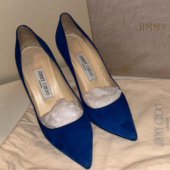 Jimmy Choo Navy Blue Pump Aegean Suede - Picture 8 of 10
